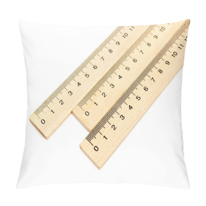 Personality  Wooden Ruler On White Background Pillow Covers