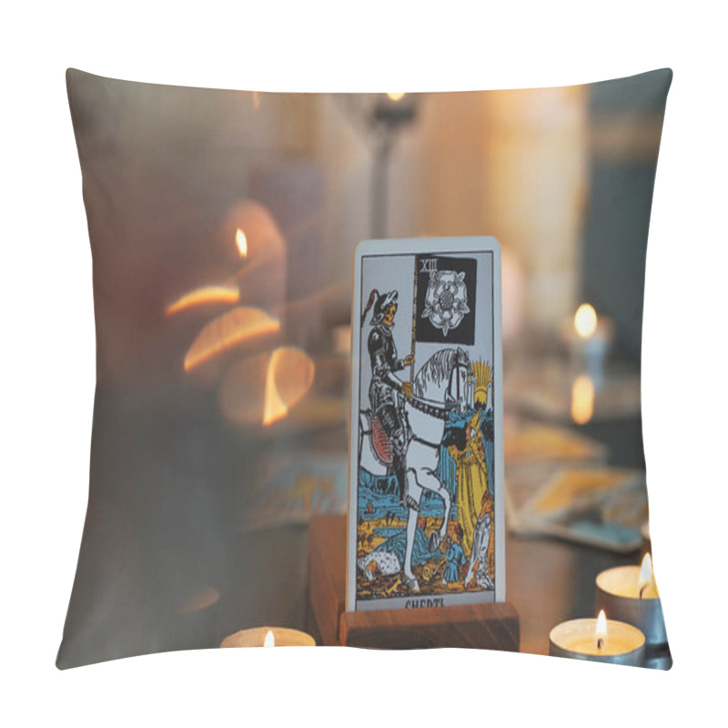 Personality  Illustrative Editorial Tarot Cards, Candles., Major Arcana, Death Pillow Covers