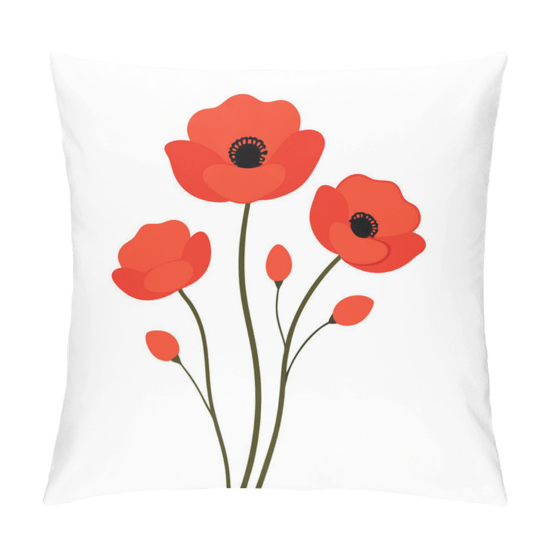 Personality  A Vibrant Red Poppy Flowers Vector Illustration On A White Background. This Elegant And Detailed Design Is Perfect For Floral-themed Art, Prints, Cards, Or Decoration Projects. Pillow Covers