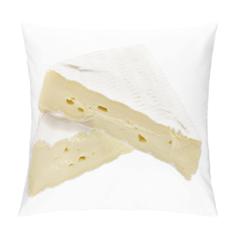 Personality  Camembert Or Brie Cheese Isolated On White Background. Soft Cheese Covered With Edible White Mold View From Above. Clipping Path. Pillow Covers