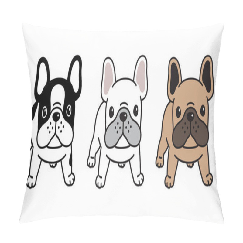 Personality  Dog Vector French Bulldog Icon Cartoon Character Puppy Breed Logo Illustration Pillow Covers