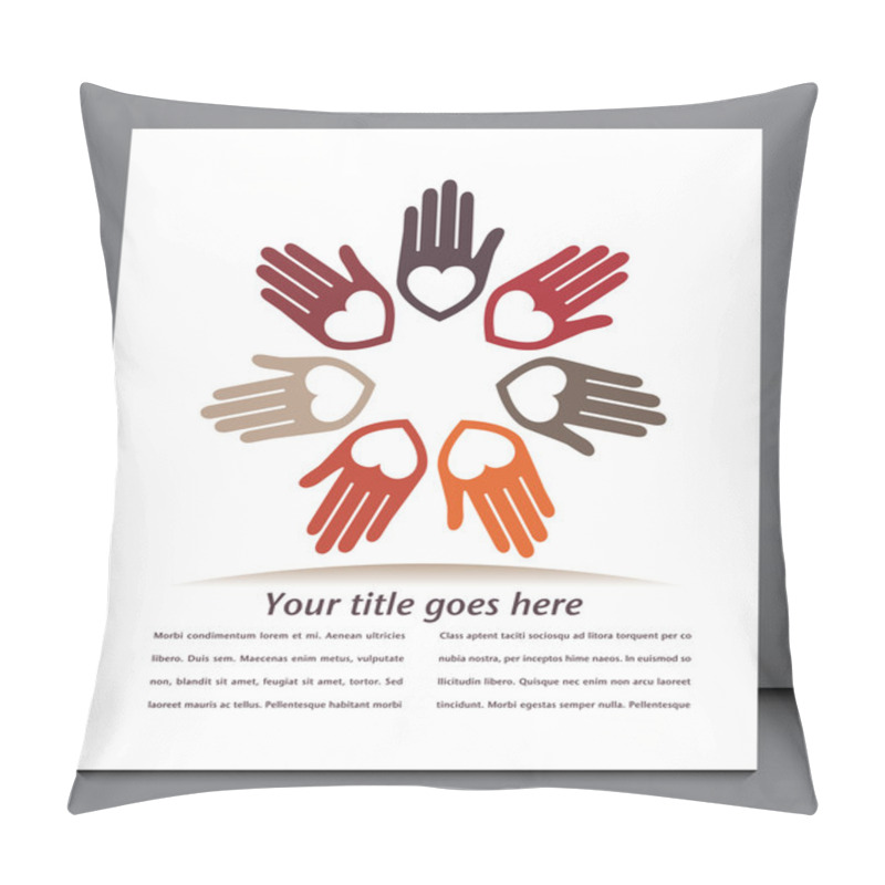 Personality  United Hands And Hearts With Copy Space Vector Pillow Covers