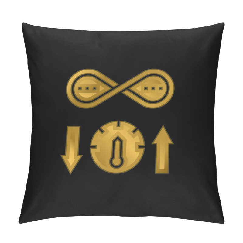 Personality  Bandwidth Gold Plated Metalic Icon Or Logo Vector Pillow Covers