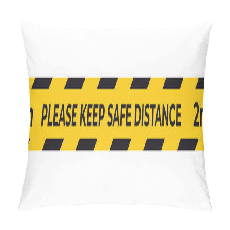 Personality  Warning Yellow Tape For Social Distancing Coronavirus Pandemic Protection Measures Concept Pillow Covers