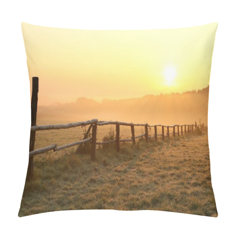 Personality  Picturesque Sunrise Over A Misty Field Pillow Covers