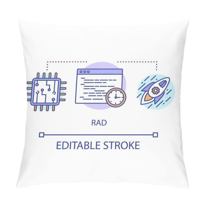 Personality  RAD Concept Icon. Rapid Application Development. Short Term Project. Deadline IT Product Launch Idea Thin Line Illustration. Website Speed Optimization Vector Isolated Outline Drawing. Editable Stroke Pillow Covers