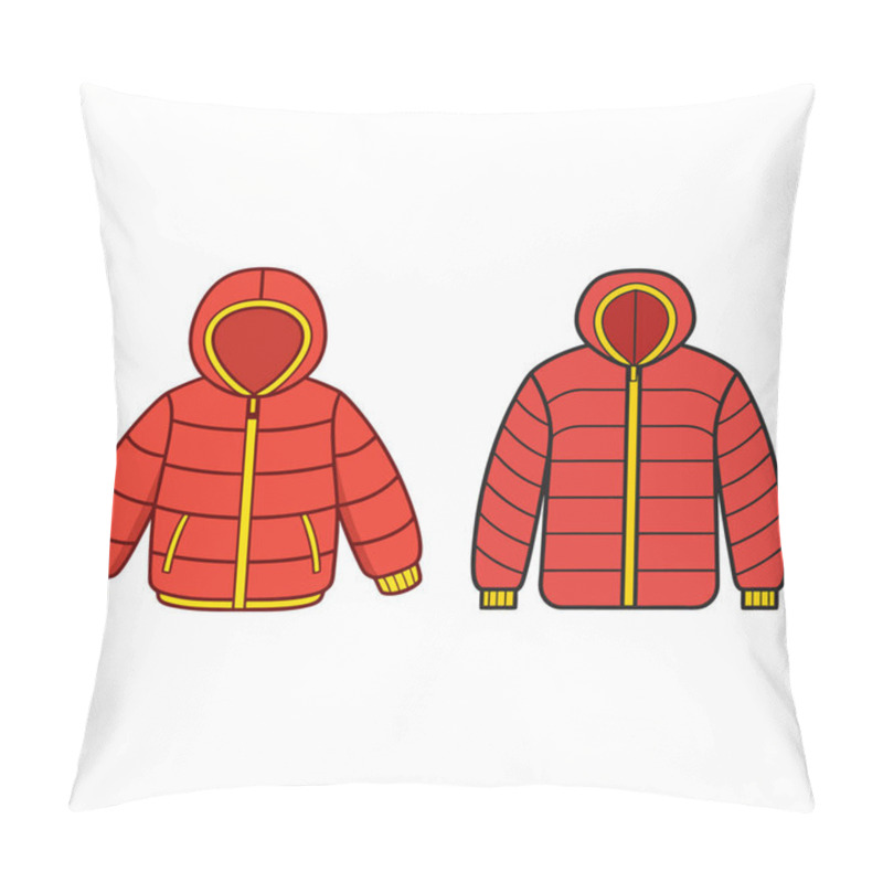 Personality  Two Cartoon Red Hooded Winter Jackets Pillow Covers