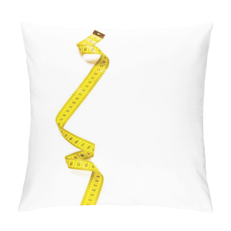 Personality  Yellow Metric Measuring Tape Isolated On White Panorama Background Pillow Covers