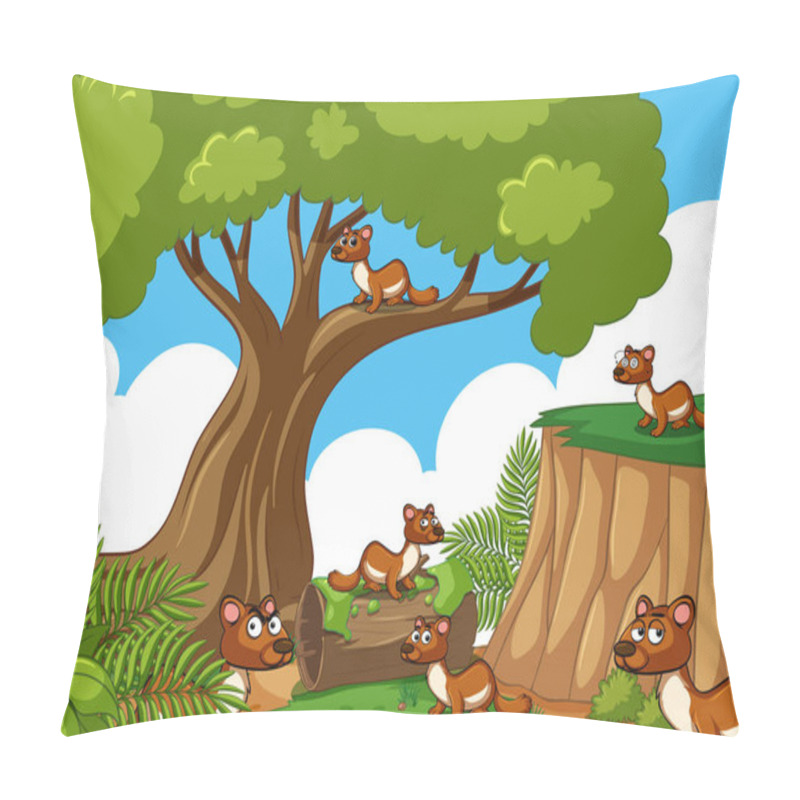 Personality  Many Squirrels In The Forest Pillow Covers