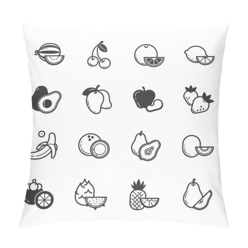 Personality  Set Of Fruits And Vegetables Icons Pillow Covers