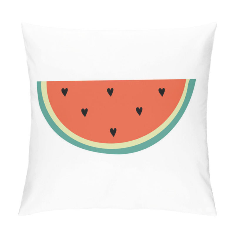 Personality   Cute Slice Of Watermelon With Seeds In The Shape Of Hearts. Summer Vector Illustration. Flat Vector Illustration Isolated On A White Background. Great Design Element For Sticker, Patch Or Poster.  Pillow Covers