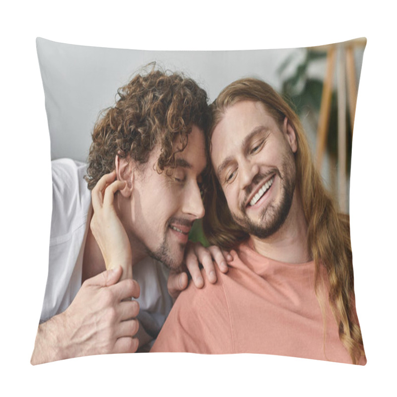 Personality  A Loving Couple Shares An Intimate Moment, Smiling And Enjoying Each Other. Pillow Covers