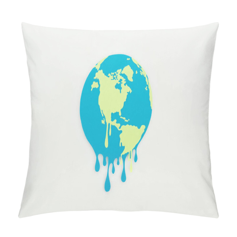 Personality  Melting Paper Cut Globe On Grey Background, Global Warming Concept Pillow Covers