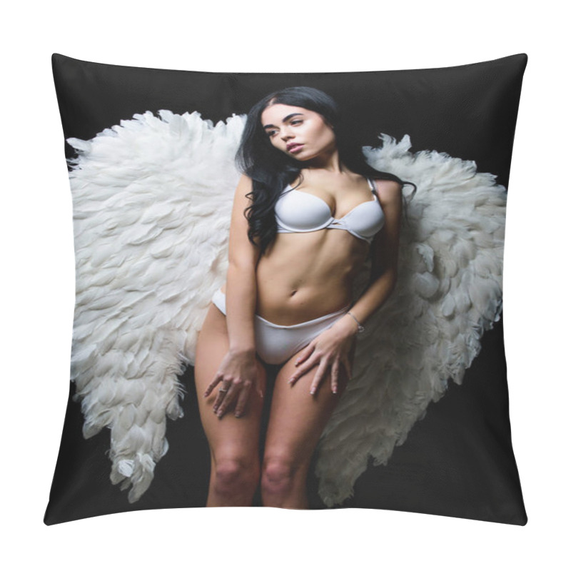 Personality  Sexy Woman In Erotic Lingerie. Fitness Body. Female Underwear. Love Games On Valentines Day. Fashion Beauty. Girl In Agnel Wings. Sexy Cupid. Sensual Woman With Sexy Body. Naked And Happy Pillow Covers