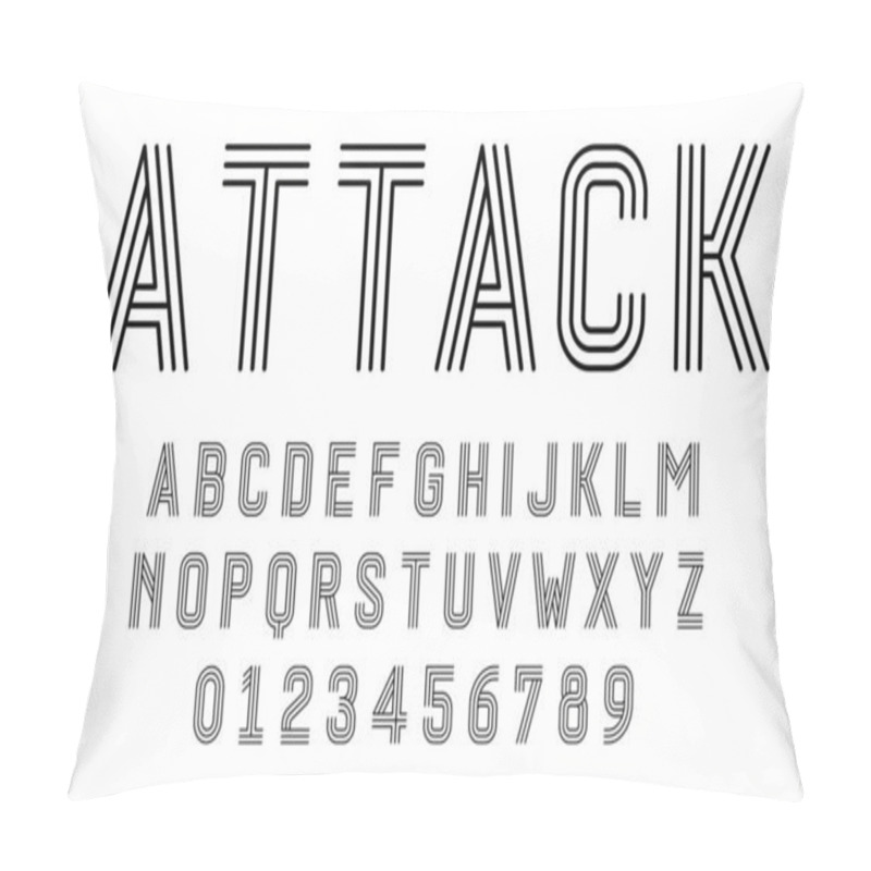 Personality  Set Of Alphabets Font Letters And Numbers Modern Abstract Design With Lines Vector Illustration Pillow Covers