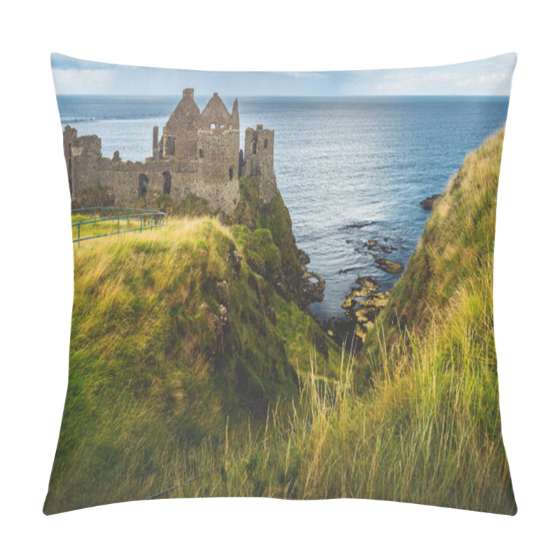 Personality  Dunluce Castle On The Cliff. Irish Shoreline. Pillow Covers