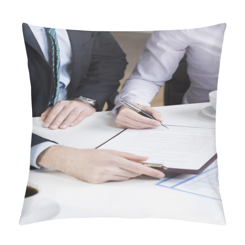 Personality  Businessperson Signing Important Document Pillow Covers