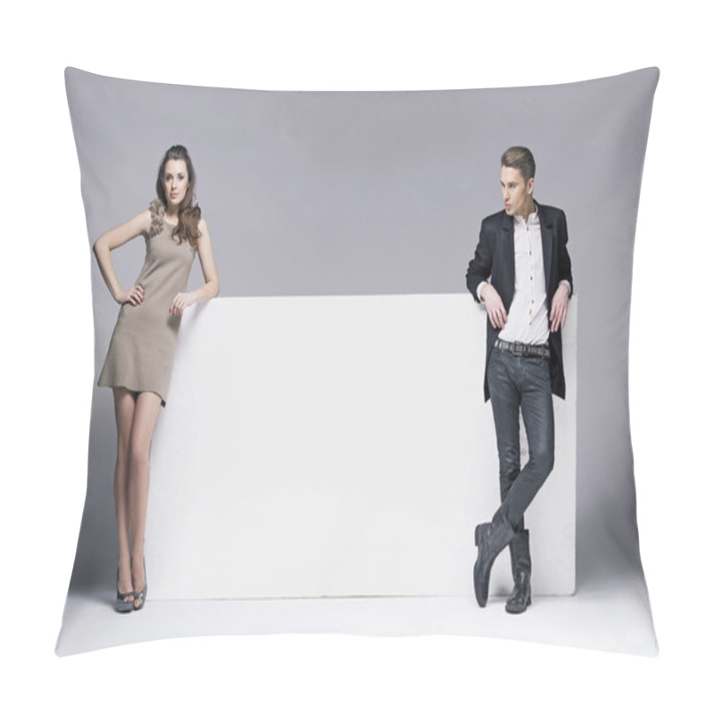 Personality  Nice Photo Of Young Attractive Couple With White Board Pillow Covers