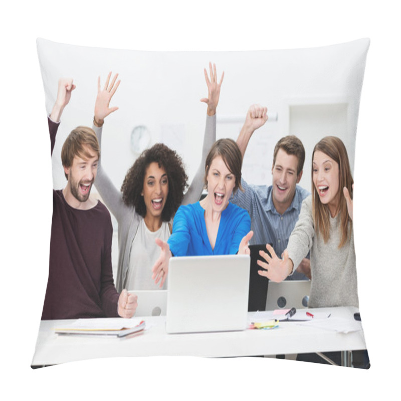 Personality  Excited Successful Business Team Cheering Pillow Covers