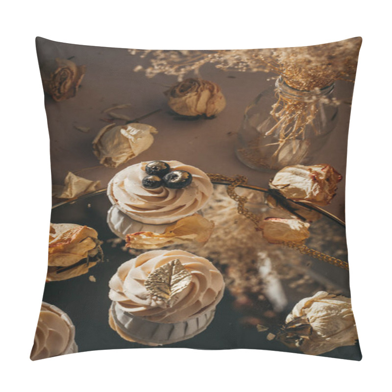 Personality  Blueberry Cupcakes In The Setting Rays Of The Sun, Hard Light And Shadows, Dried Flowers Pillow Covers