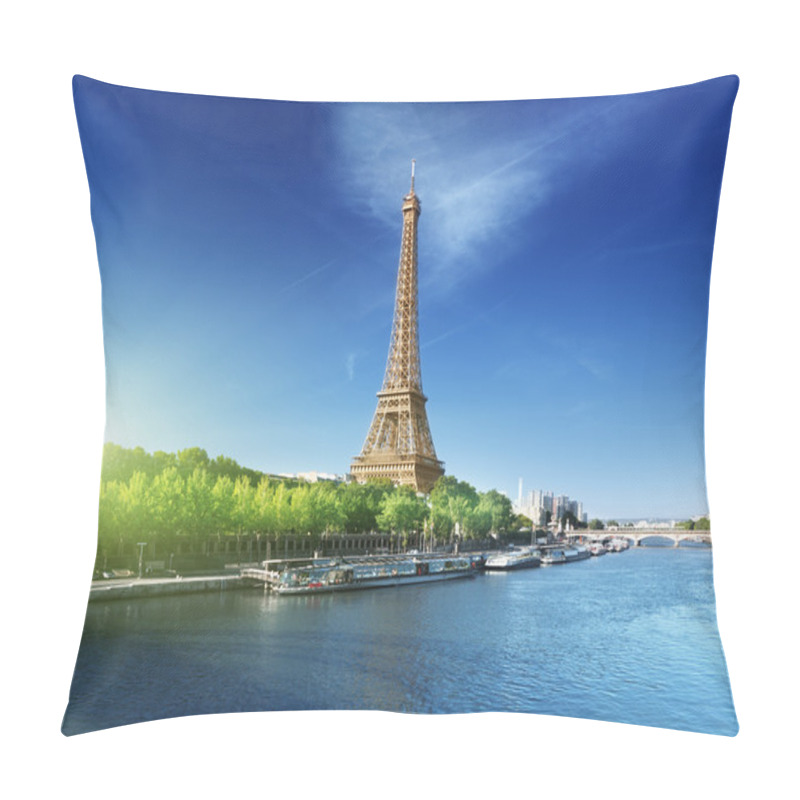 Personality  Seine In Paris With Eiffel Tower In Sunrise Time Pillow Covers