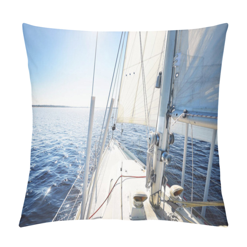 Personality  View Forward From A Sailboat, Tilted By The Wind Pillow Covers