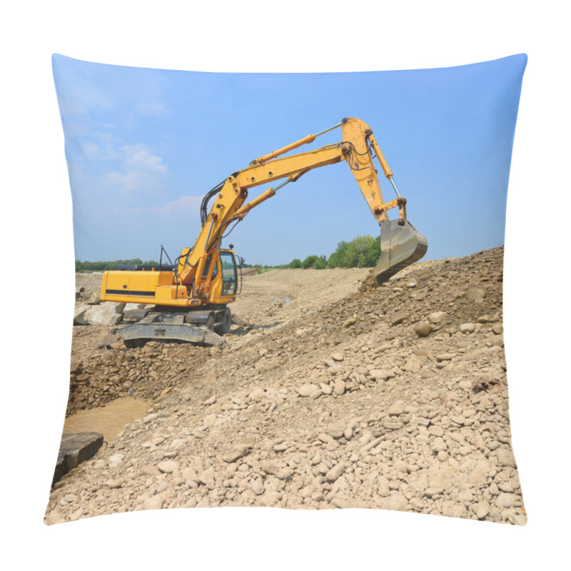 Personality  A Dredge On A Building Site In An Industrial Landscape. Pillow Covers