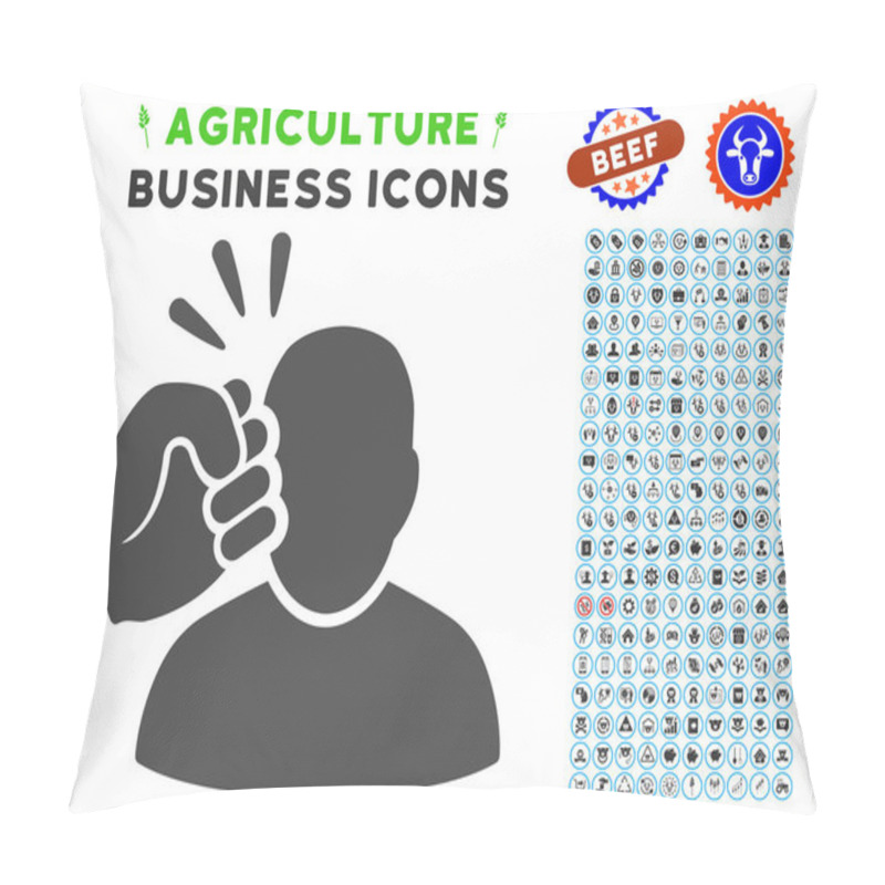 Personality  Crime Violation Fist Strike Icon With Agriculture Set Pillow Covers