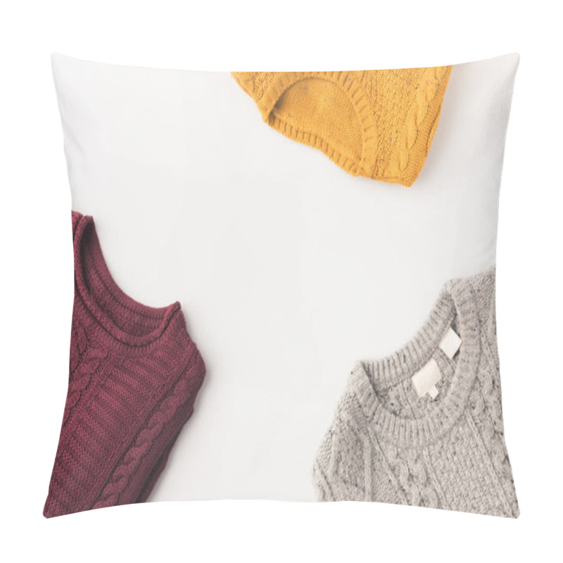 Personality  Grey, Burgundy And Yellow Sweaters Pillow Covers