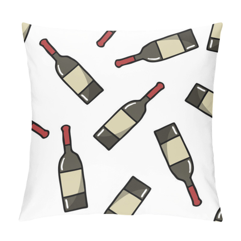 Personality  Bottle Of Wine Seamless Doodle Pattern Pillow Covers