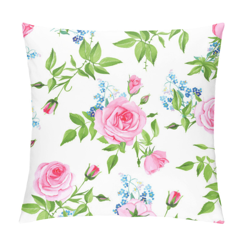 Personality  Forget-me-nots And Roses Seamless Vector Print Pillow Covers