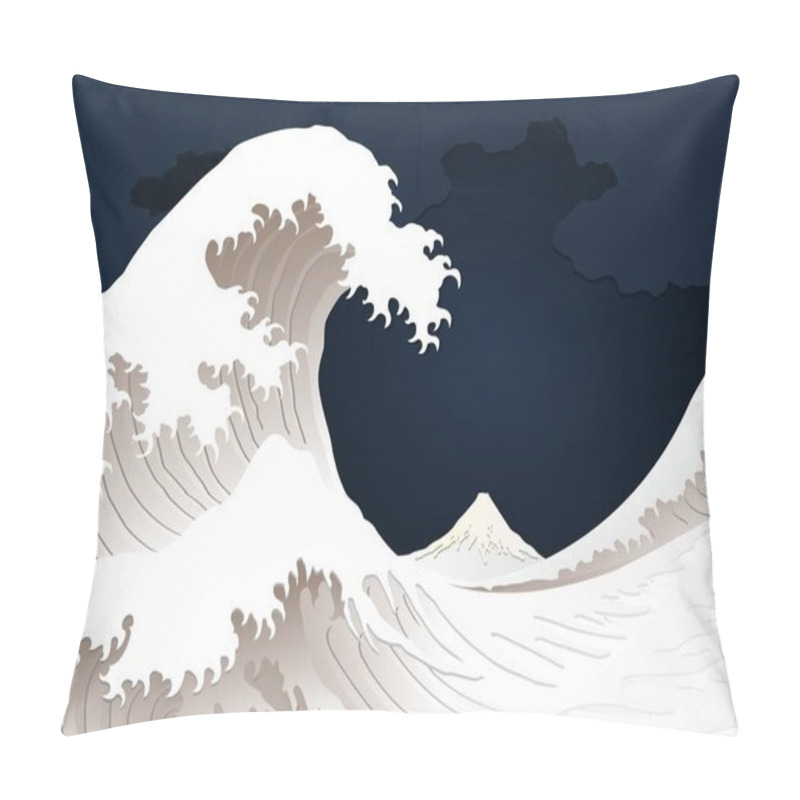 Personality  Paper Style Great Wave Background Pillow Covers