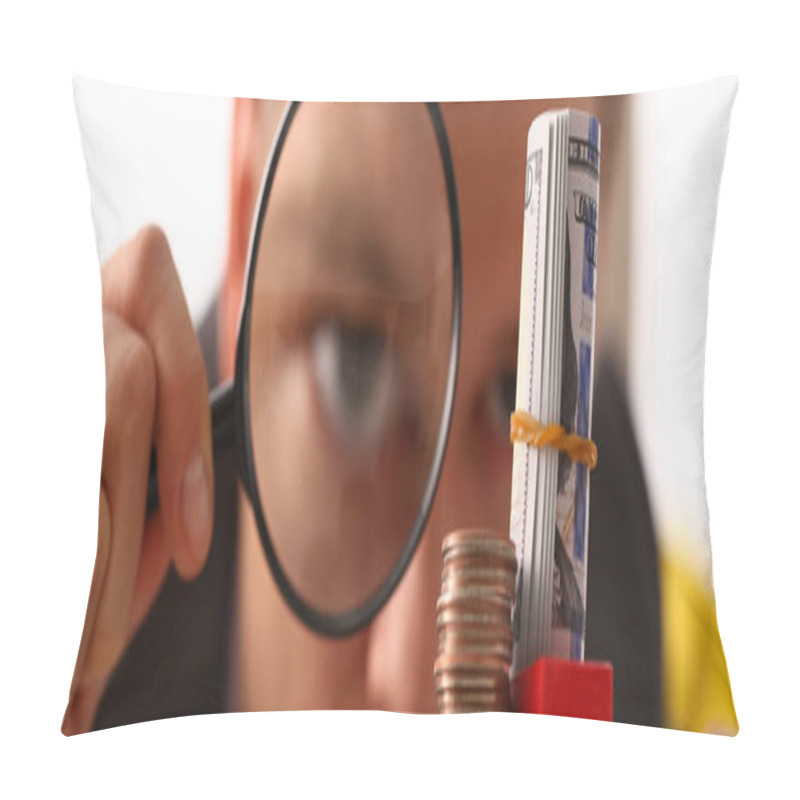 Personality  Businessman Holds In Hand Black Lens Pillow Covers