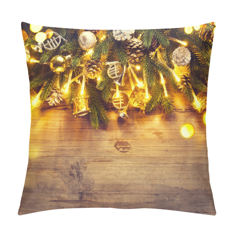 Personality  Border With Christmas Tree And Light Garland Pillow Covers