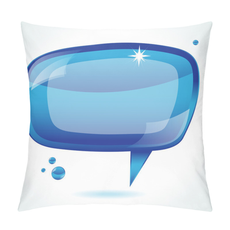 Personality  Blue Glossy Speech Bubble - Vector Background Pillow Covers