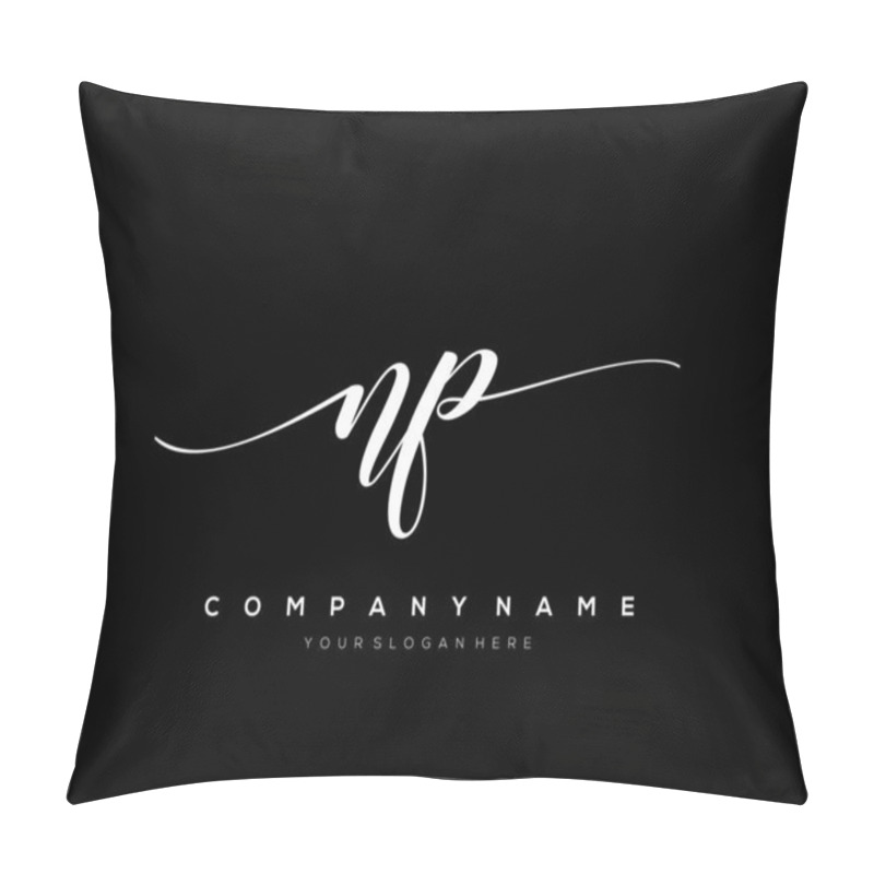 Personality  NP Initial Handwriting Logo Vector. Pillow Covers