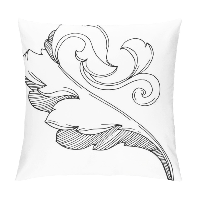 Personality  Vector Golden Monogram Floral Ornament. Black And White Engraved Ink Art. Isolated Monograms Illustration Element. Pillow Covers