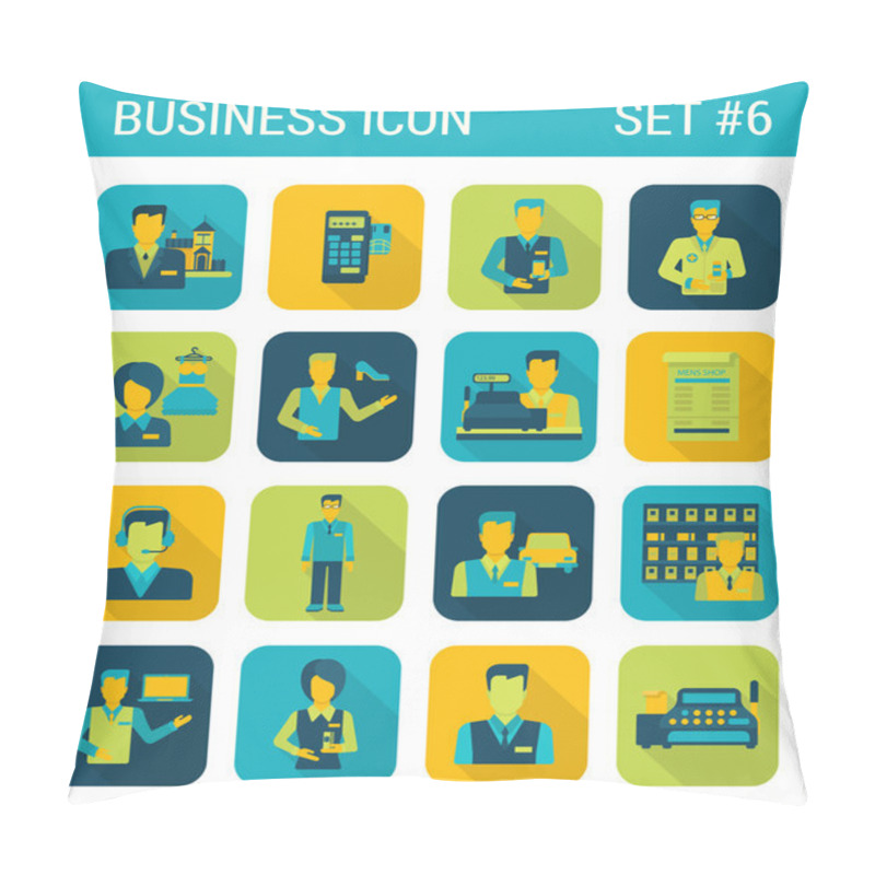 Personality  Business Flat Icons Set Pillow Covers