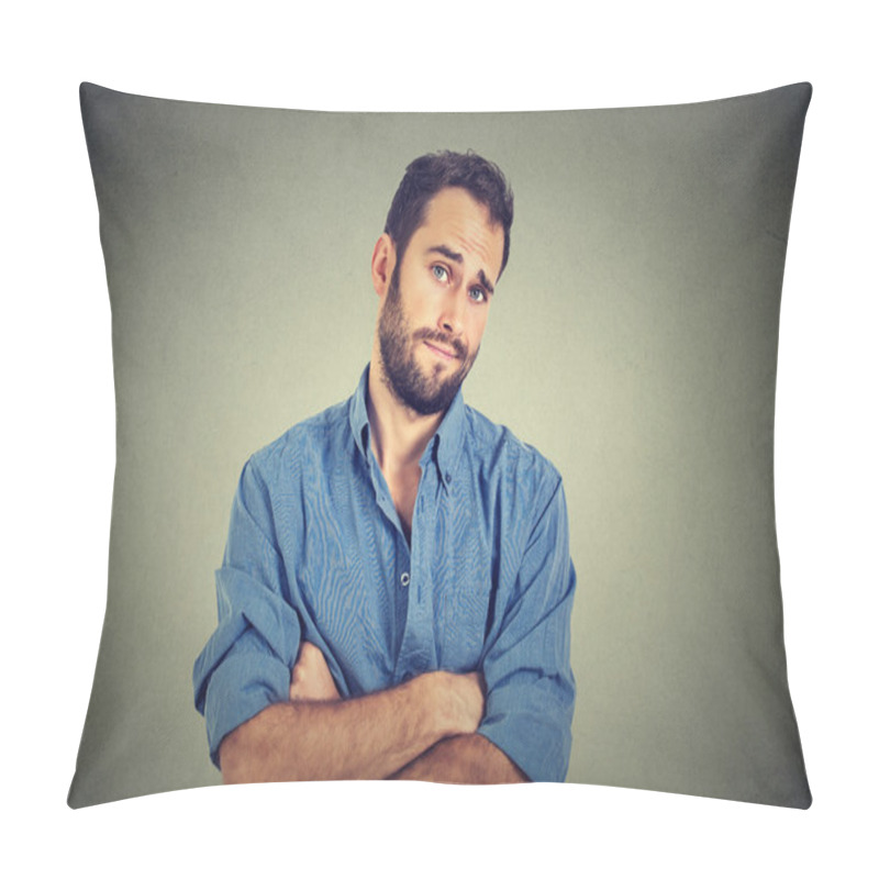 Personality  Skeptical Man Looking Suspicious, Some Disgust On His Face Pillow Covers