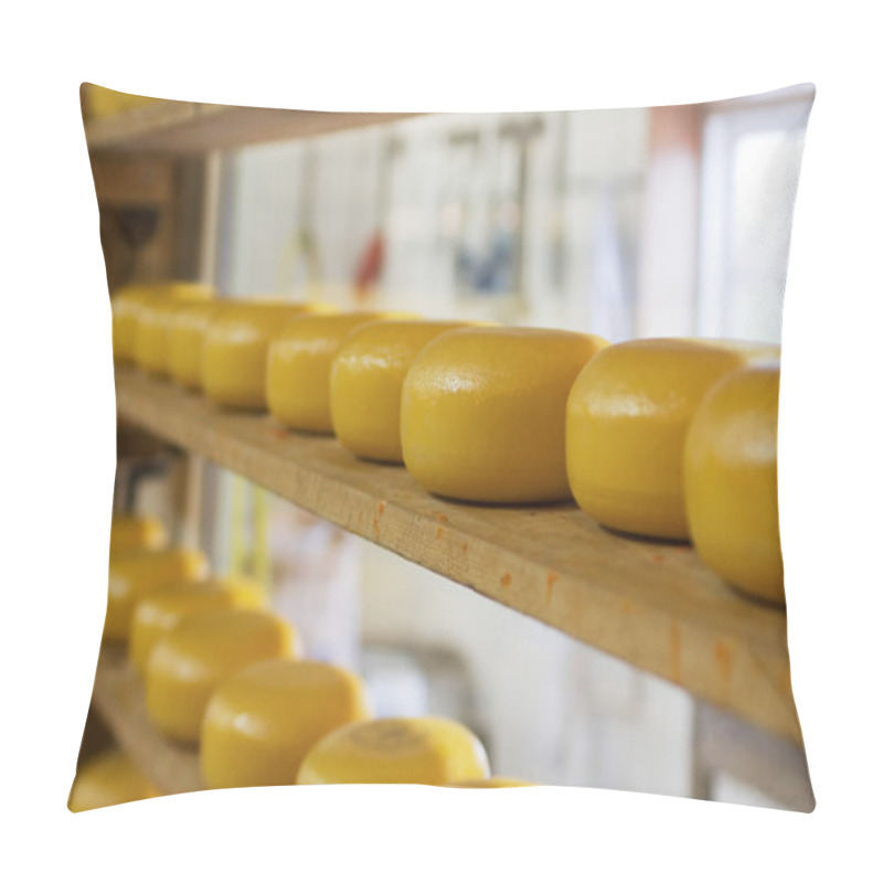 Personality  Rows Of Cheese Maturing In Factory Pillow Covers