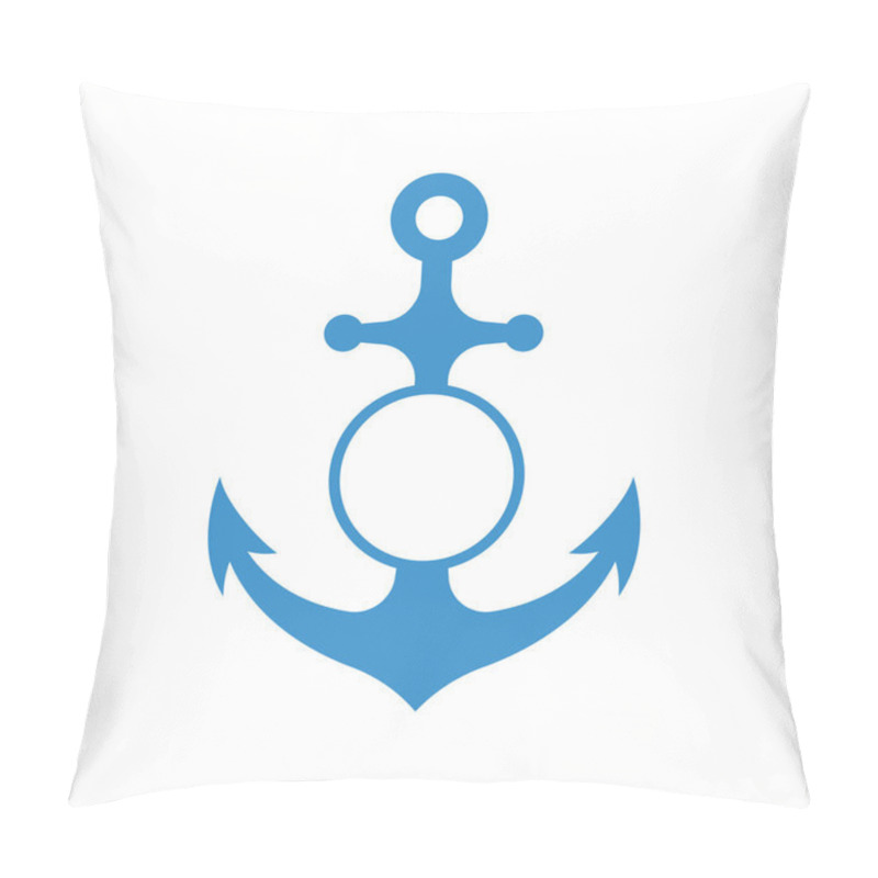 Personality  Nautical Anchor With Circle Monogram Isolated On White Background. Blue Sulhouette. Vector Pillow Covers