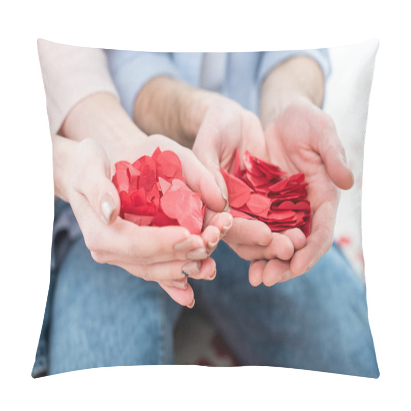 Personality  Couple Holding Red Paper Hearts       Pillow Covers