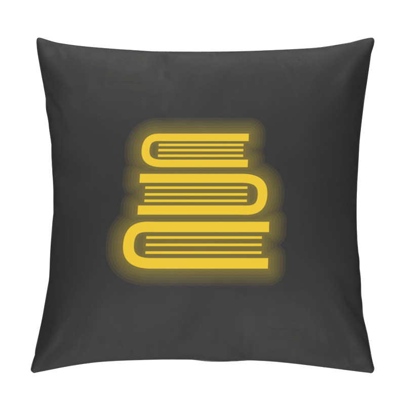 Personality  Books Stack From Top View Yellow Glowing Neon Icon Pillow Covers