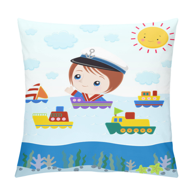 Personality  Little Captain In Ship Pillow Covers