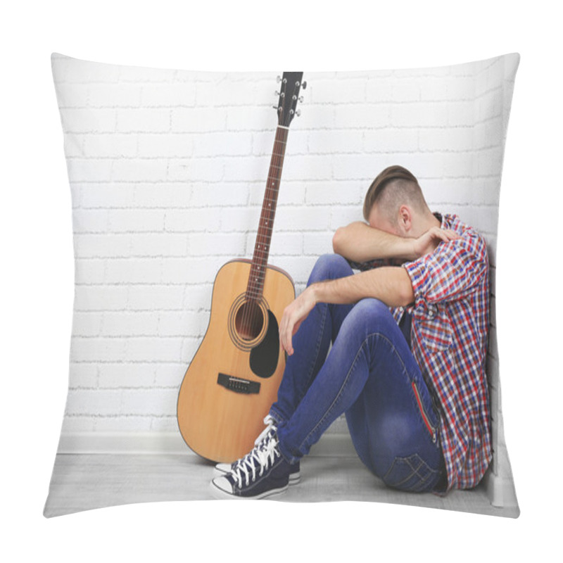 Personality  Young Musician With Guitar Pillow Covers