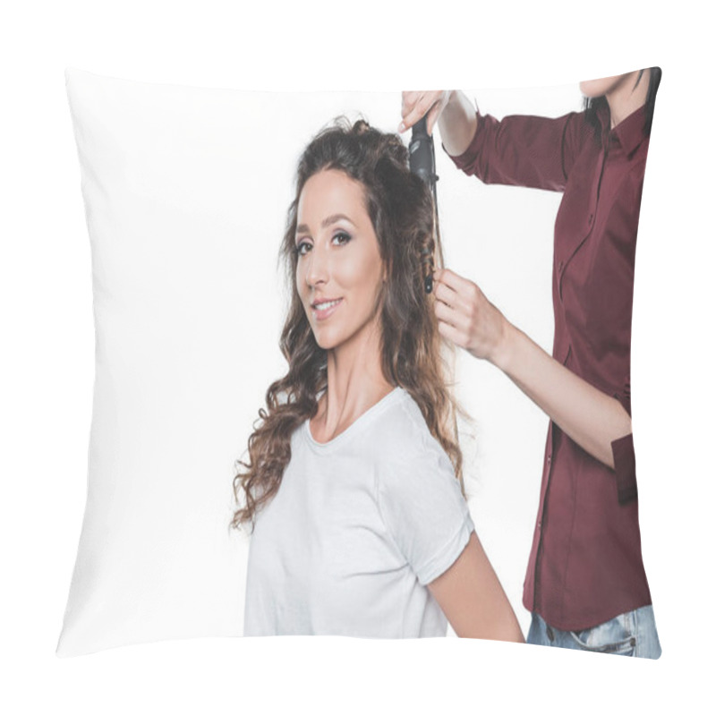 Personality  Hair Dresser Doing Hairstyle Pillow Covers