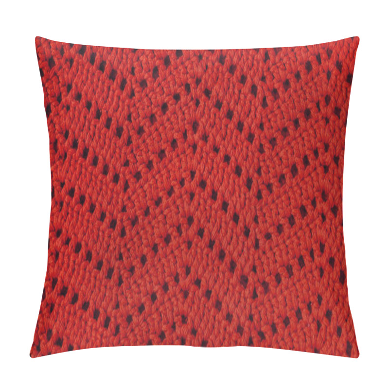 Personality  Red Crochet Texture With Chevron Stitch. Crochet Fabric With Zigzag Pattern. Pillow Covers