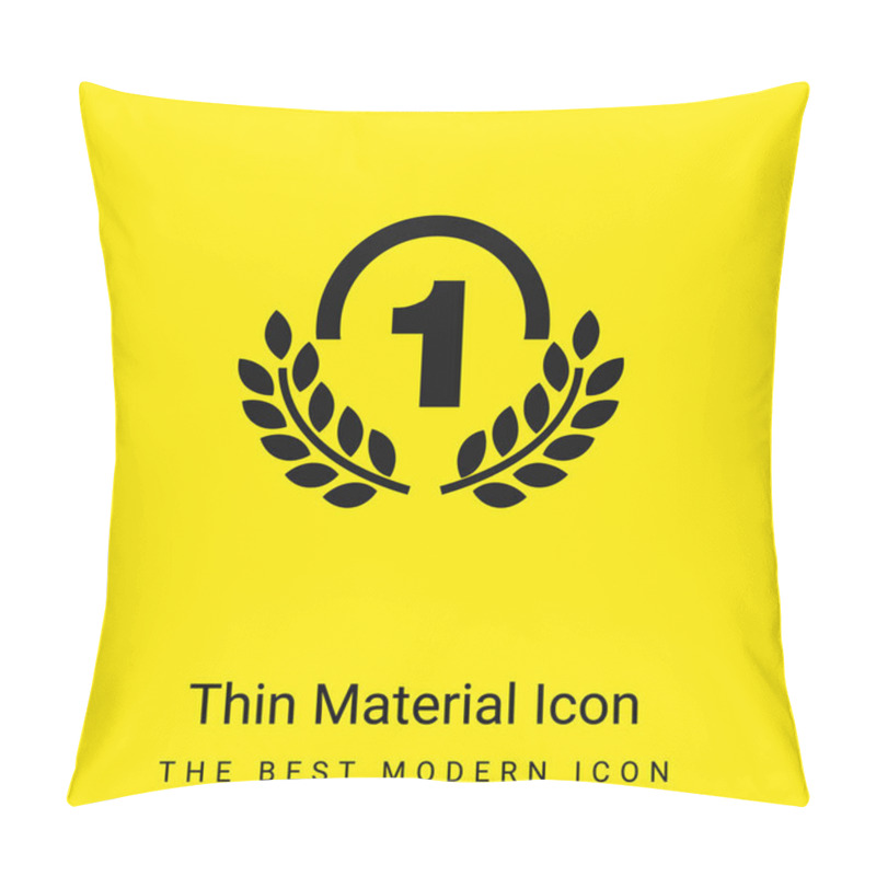 Personality  Award Medal Of Number One With Olive Branches Minimal Bright Yellow Material Icon Pillow Covers