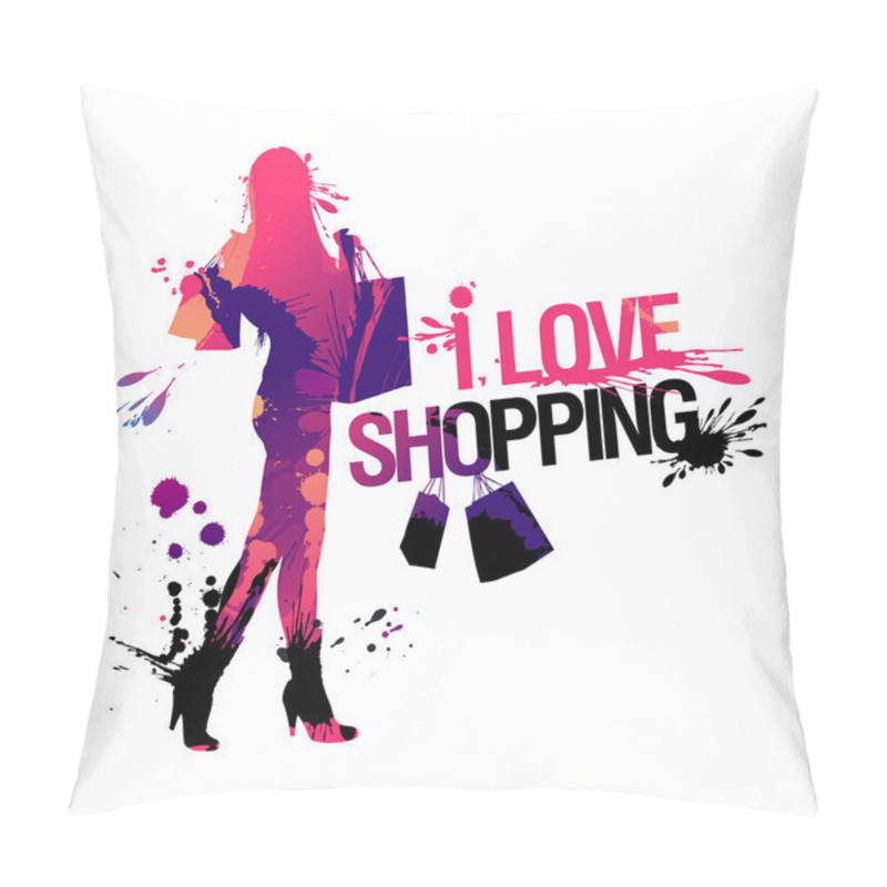 Personality  Shopping Woman Silhouette. Pillow Covers