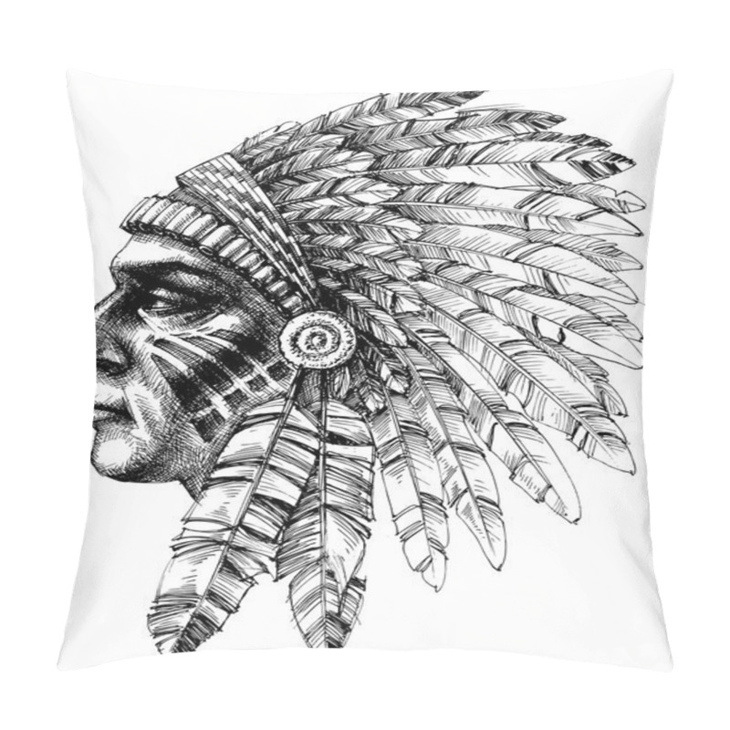 Personality  Native American Indian Warrior Profile Pillow Covers